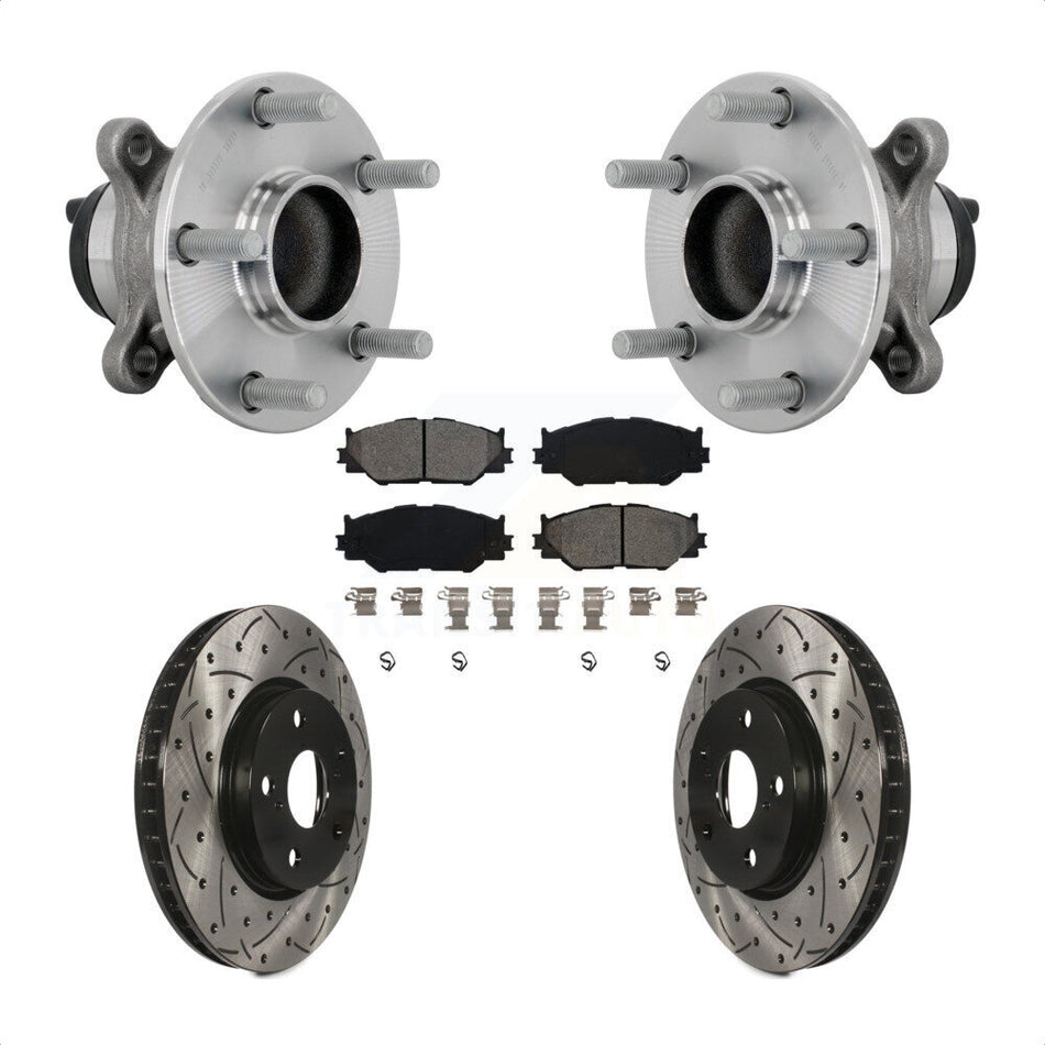 Front Hub Bearing Drill Slot Brake Rotor Pads Kit For 2014-2015 Lexus IS250 Base with RWD KBB-132844