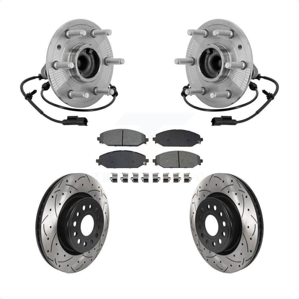 Front Hub Bearing Drill Slot Brake Rotor Pads Kit For Ram 1500 Without 22" Factory Wheels KBB-132845