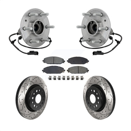 Front Hub Bearing Drill Slot Brake Rotor Pads Kit For Ram 1500 Without 22" Factory Wheels KBB-132845