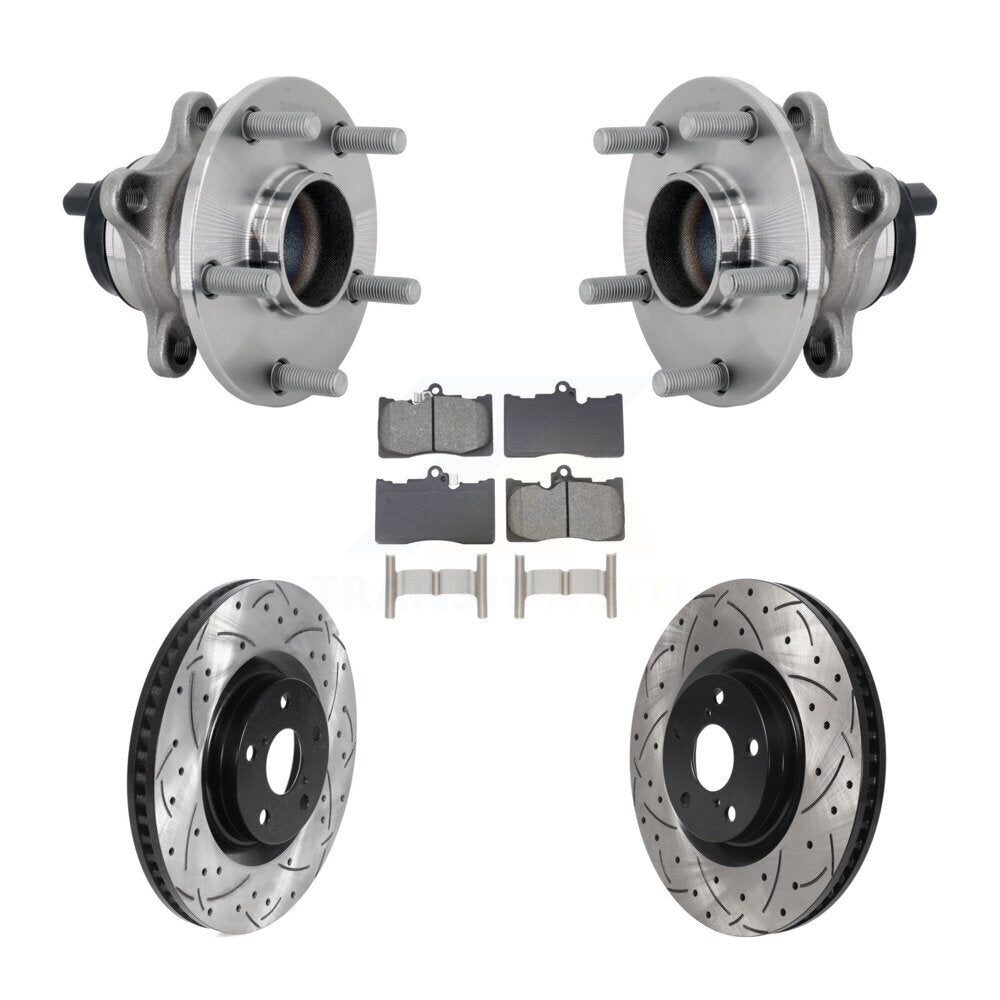 Front Hub Bearing Drill Slot Brake Rotor Pad Kit For Lexus GS350 RC300 RC350 GS450h GS300 KBB-132846