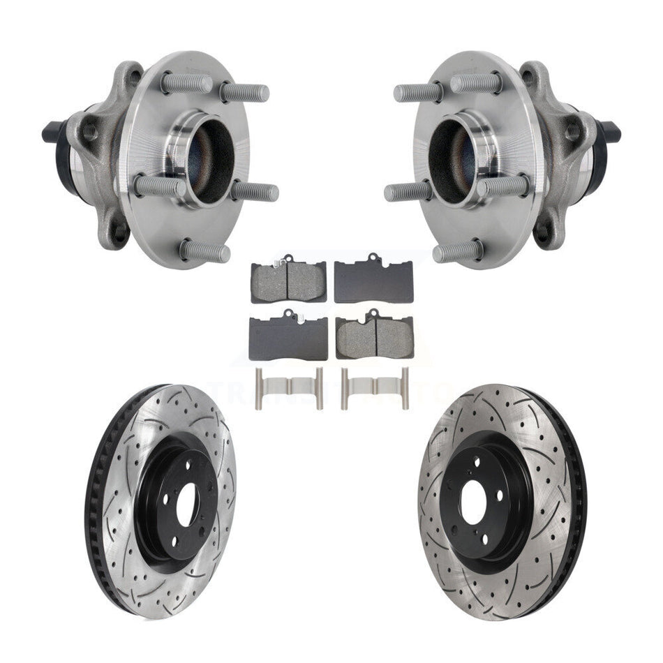 Front Hub Bearing Drill Slot Brake Rotor Pad Kit For Lexus GS350 RC300 RC350 GS450h GS300 KBB-132846