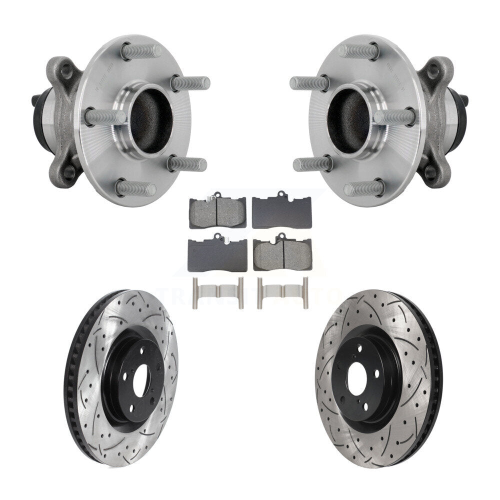 Front Hub Bearing Assembly Drilled Slot Brake Rotor Pads Kit For Lexus IS300 IS350 IS200t KBB-132847