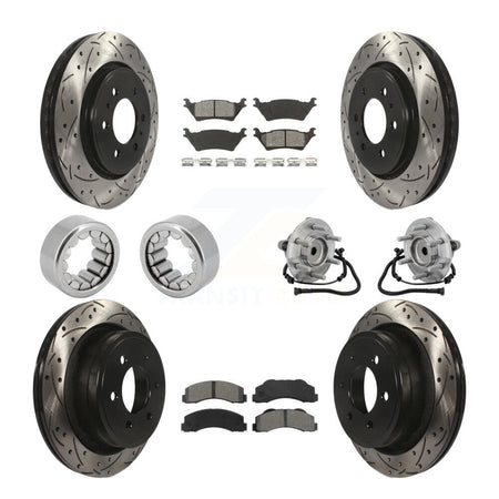 Front Rear Hub Bearing Coat Brake Rotor Pads Shoe Kit (10Pc) For 2015-2017 Ford F-150 RWD KBB-132855