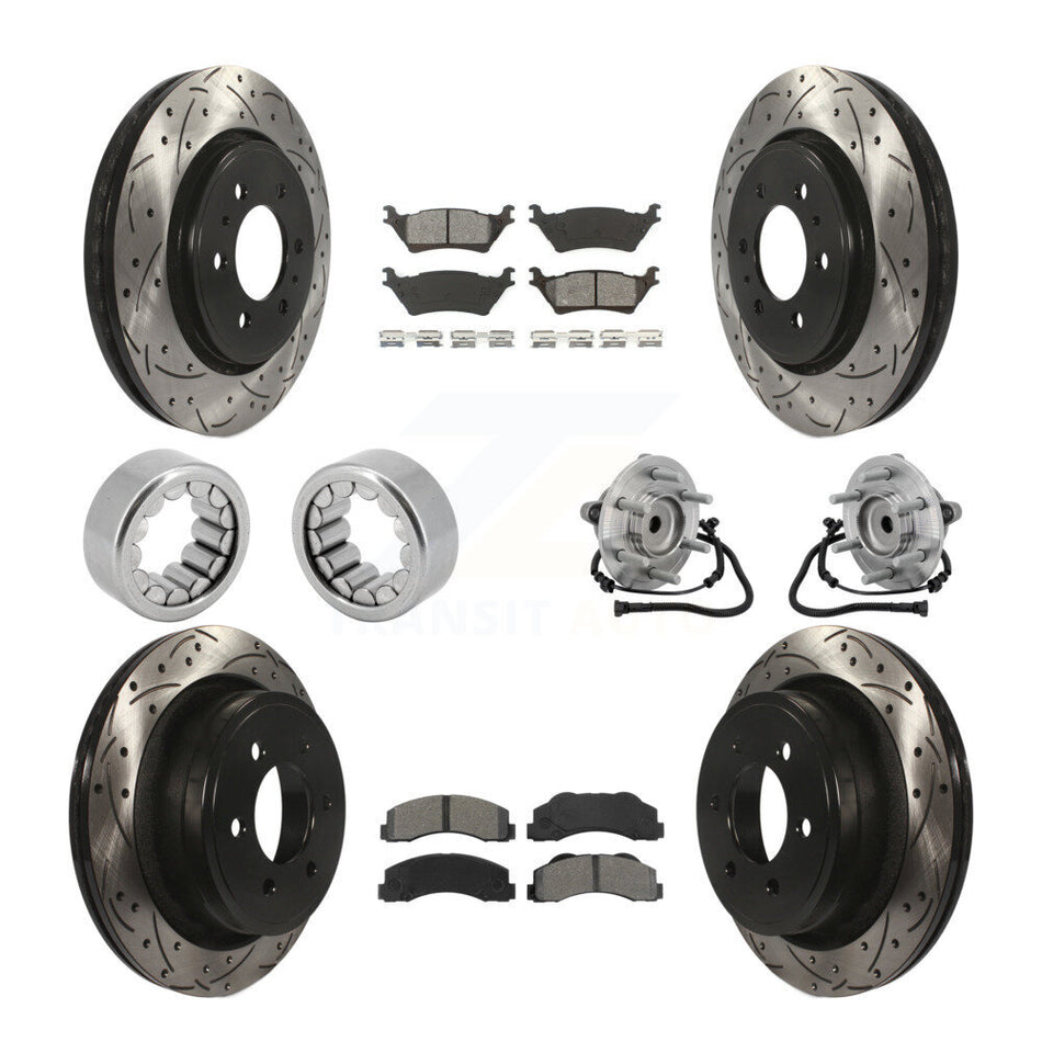 Front Rear Hub Bearing Coat Brake Rotor Pads Shoe Kit (10Pc) For 2015-2017 Ford F-150 RWD KBB-132855
