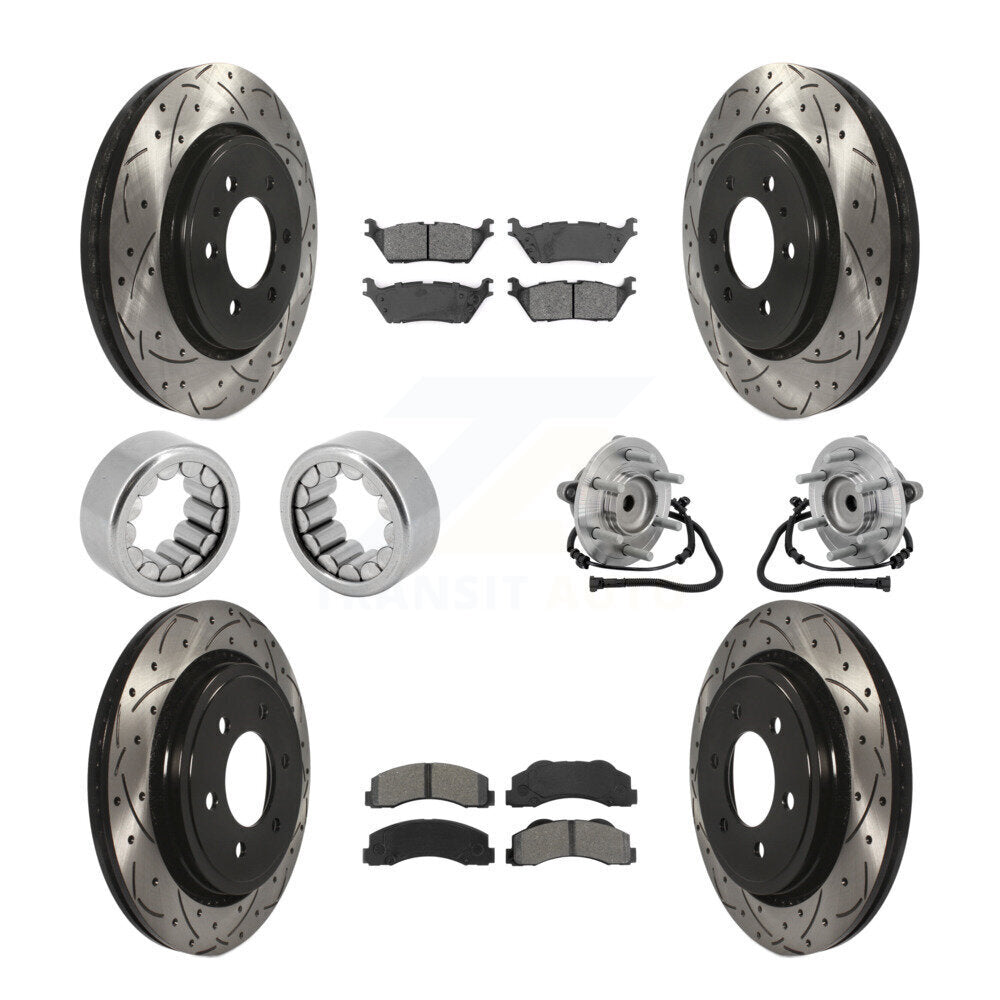 Front Rear Hub Bearing Coat Brake Rotor Pads Shoe Kit (10Pc) For 2015-2017 Ford F-150 RWD KBB-132856
