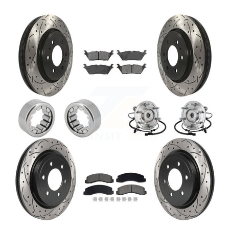 Front Rear Hub Bearing Coated Brake Rotor Pad Shoe Kit (10Pc) For 18-20 Ford F-150 Raptor KBB-132859