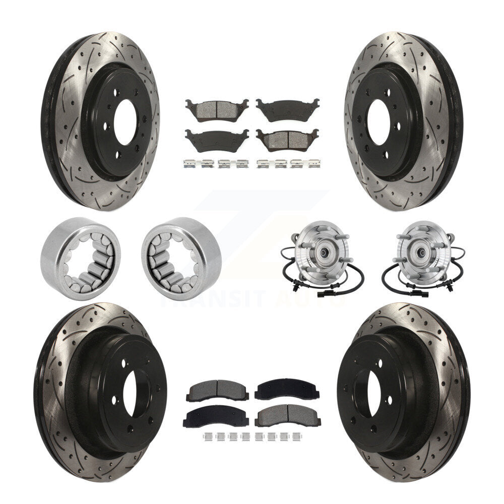 Front Rear Hub Bearing Coated Brake Rotor Pad Shoe Kit (10Pc) For 18-20 Ford F-150 Raptor KBB-132860