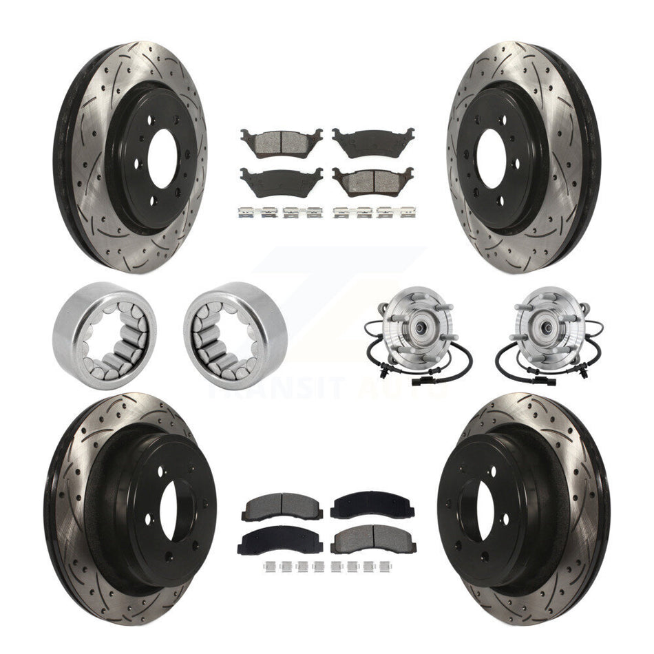 Front Rear Hub Bearing Coated Brake Rotor Pad Shoe Kit (10Pc) For 18-20 Ford F-150 Raptor KBB-132860