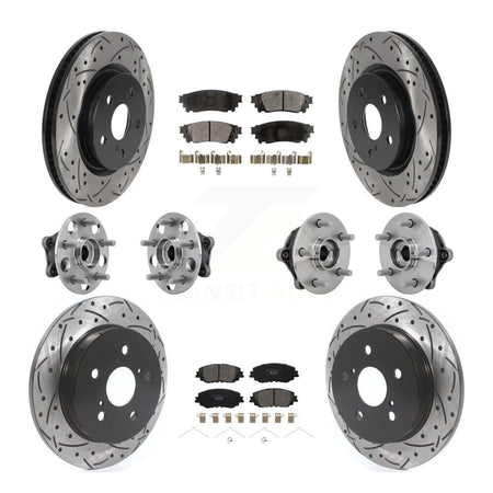 Front Rear Hub Bearing Coated Disc Brake Rotors And Pads Kit (10Pc) For Toyota RAV4 Venza KBB-132864