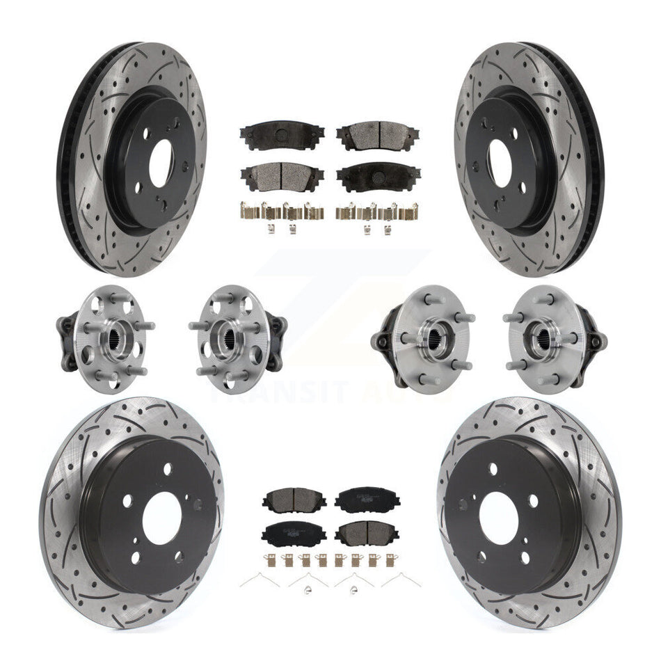 Front Rear Hub Bearing Coated Disc Brake Rotors And Pads Kit (10Pc) For Toyota RAV4 Venza KBB-132864