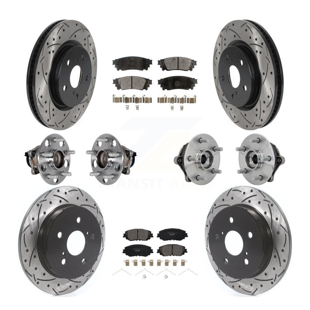 Front Rear Hub Bearing Coated Disc Brake Rotor And Ceramic Pad Kit (10Pc) For Toyota RAV4 KBB-132865