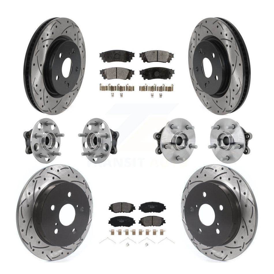 Front Rear Hub Bearing Coated Disc Brake Rotor And Ceramic Pad Kit (10Pc) For Toyota RAV4 KBB-132867