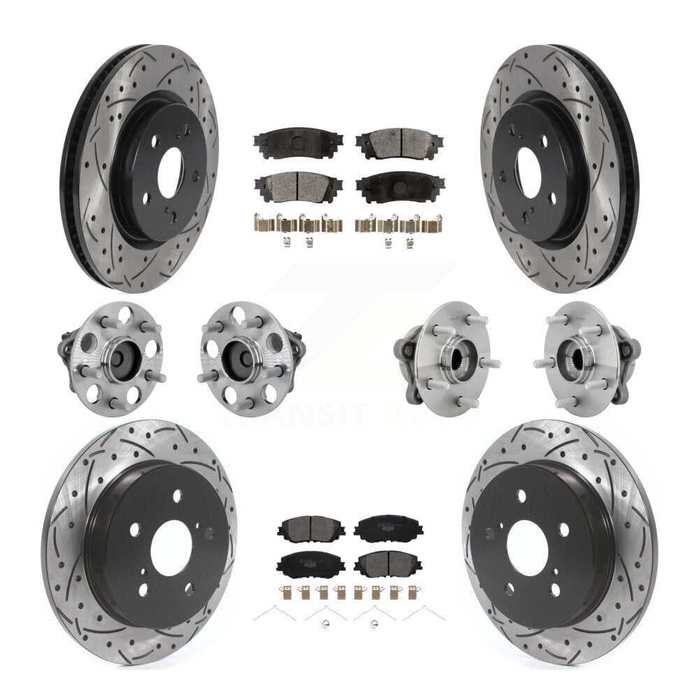 Front Rear Hub Bearing Coated Disc Brake Rotor And Ceramic Pad Kit (10Pc) For Toyota C-HR KBB-132870