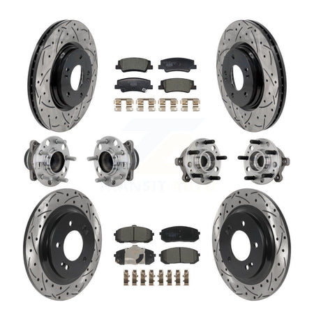 Front Rear Hub Bearing Coated Disc Brake Rotor & Pad Kit (10Pc) For Hyundai Sonata Kia K5 KBB-132871