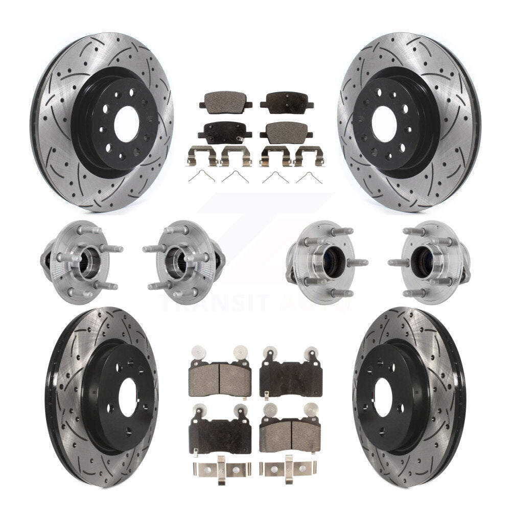 Front Rear Hub Bearing Coated Brake Rotor & Pad Kit (10Pc) For 2016-2018 Cadillac CT6 RWD KBB-132878