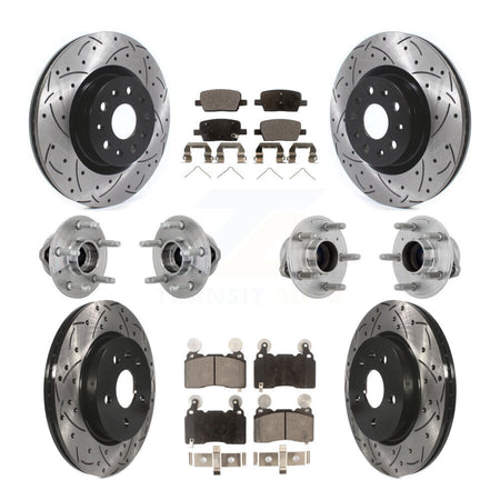 Front Rear Hub Bearing Coated Brake Rotor & Pad Kit (10Pc) For 2016-2018 Cadillac CT6 RWD KBB-132878