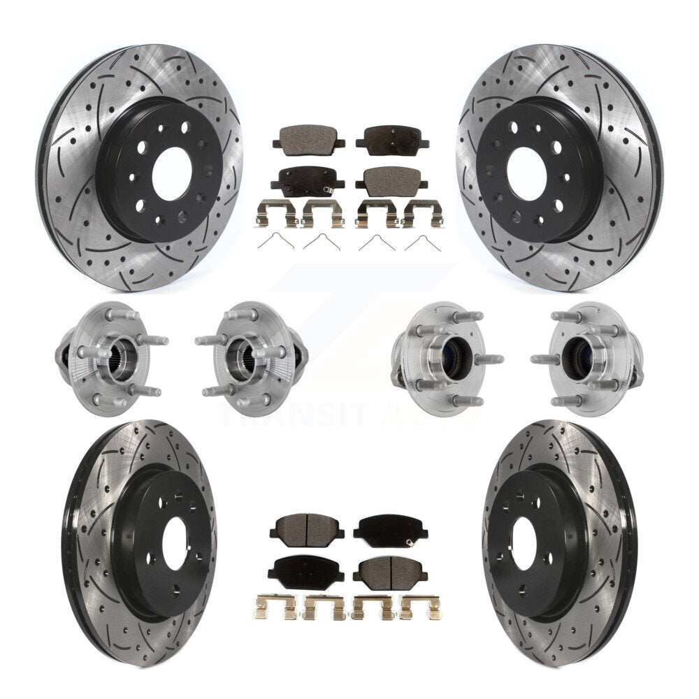 Front Rear Hub Bearings Coated Disc Brake Rotors And Pads Kit (10Pc) For Chevrolet Camaro KBB-132879