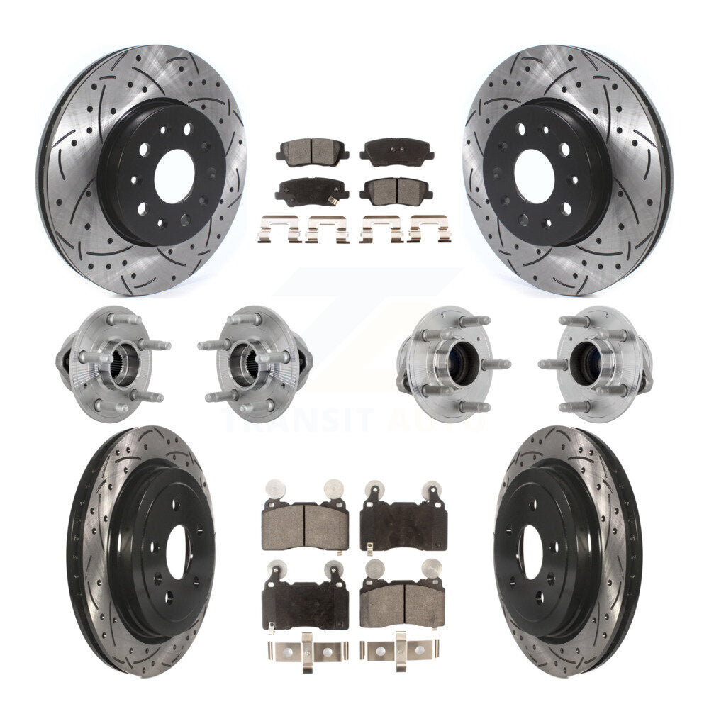 Front Rear Hub Bearings Coated Disc Brake Rotors And Pads Kit (10Pc) For Cadillac CTS KBB-132882