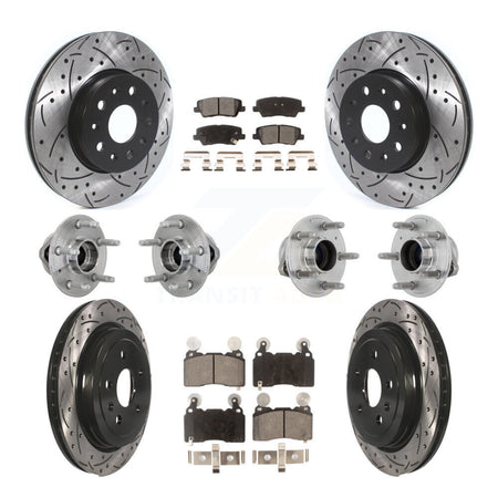 Front Rear Hub Bearings Coated Disc Brake Rotors And Pads Kit (10Pc) For Cadillac CTS KBB-132882