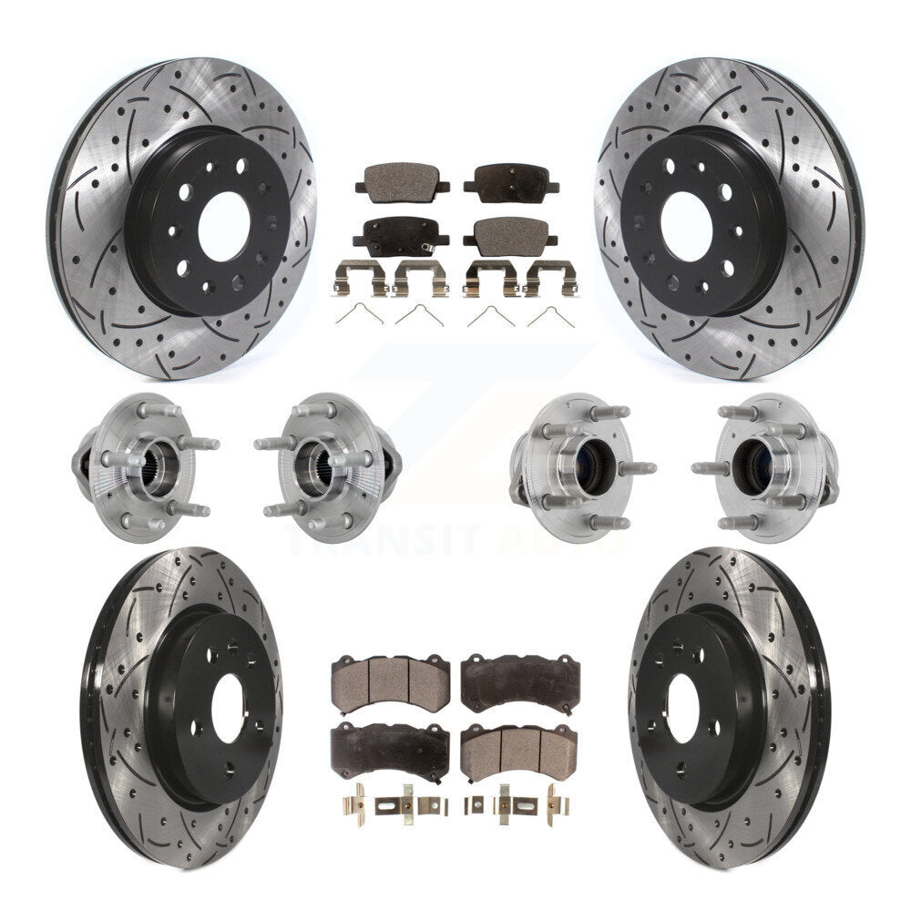 Front Rear Hub Bearing Coated Disc Brake Rotor Pads Kit (10Pc) For Chevrolet Camaro LT LS KBB-132883
