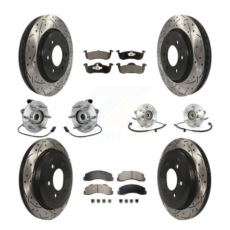 Front Rear Hub Bearing Coated Brake Rotor Pads Kit (10Pc) For Ford Expedition Lincoln 4WD KBB-132885