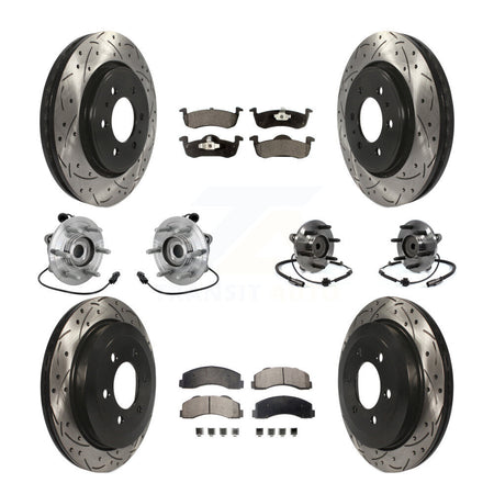 Front Rear Hub Bearing Coated Brake Rotor Pads Kit (10Pc) For Ford Expedition Lincoln RWD KBB-132886