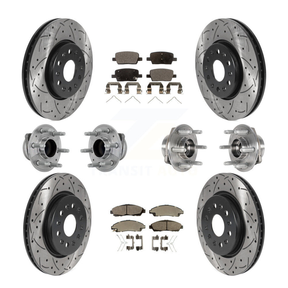 Front Rear Hub Bearing Coat Brake Rotor Pads Kit (10Pc) For Chevrolet Traverse GMC Acadia KBB-132887