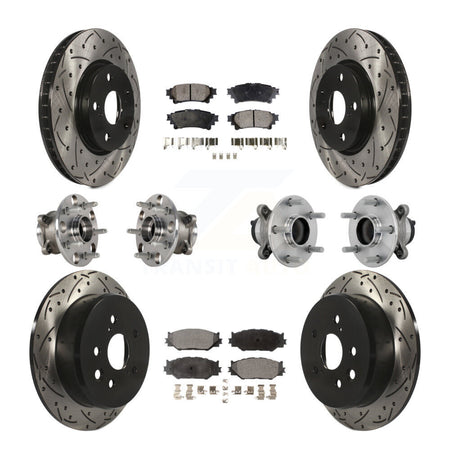 Front Rear Hub Bearing Coated Brake Rotor & Pads Kit (10Pc) For Lexus IS250 Base with RWD KBB-132891