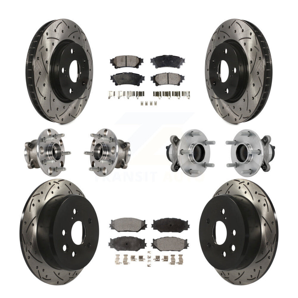 Front Rear Hub Bearing Coated Brake Rotor & Pads Kit (10Pc) For Lexus IS250 Base with RWD KBB-132891