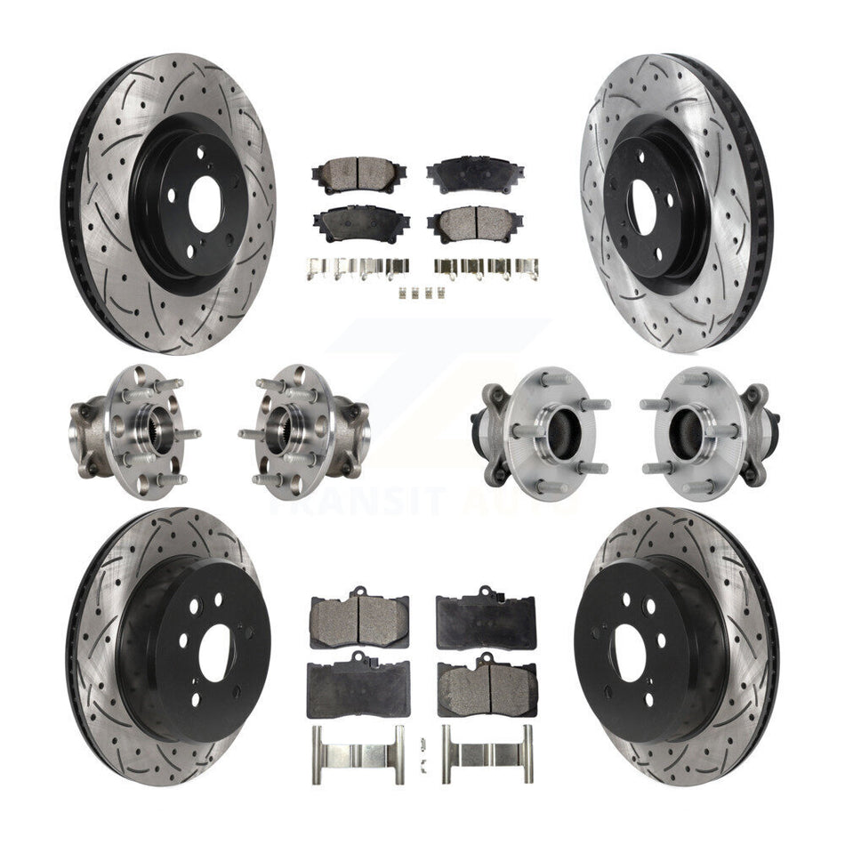 Front Rear Hub Bearing Coated Brake Rotor And Pad Kit (10Pc) For Lexus IS300 IS350 IS200t KBB-132893
