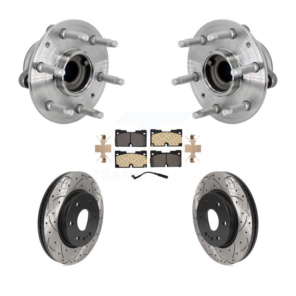 Front Hub Bearing Drill Slot Brake Rotor Pads Kit For Chevrolet GMC Silverado 1500 Sierra KBB-132895