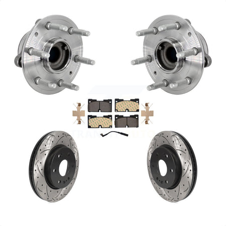 Front Hub Bearing Drill Slot Brake Rotor Pads Kit For Chevrolet GMC Silverado 1500 Sierra KBB-132895