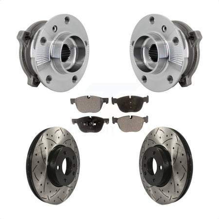 Front Hub Bearing Assembly Drill Slot Brake Rotor Pad Kit For BMW X5 X6 M12 x 1.25 Thread KBB-132896