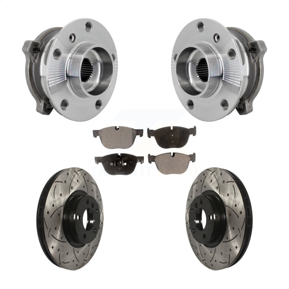 Front Hub Bearing Assembly Drill Slot Brake Rotor Pad Kit For BMW X5 X6 M12 x 1.25 Thread KBB-132897