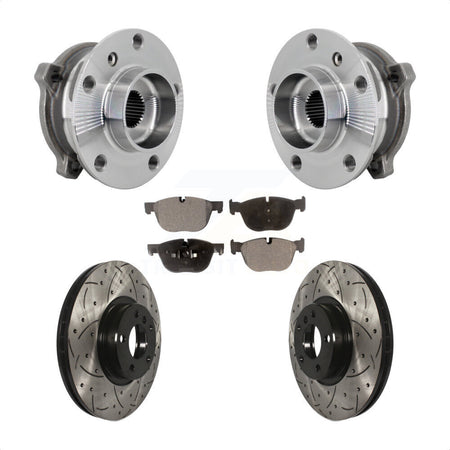 Front Hub Bearing Assembly Drill Slot Brake Rotor Pad Kit For BMW X5 X6 M12 x 1.25 Thread KBB-132897