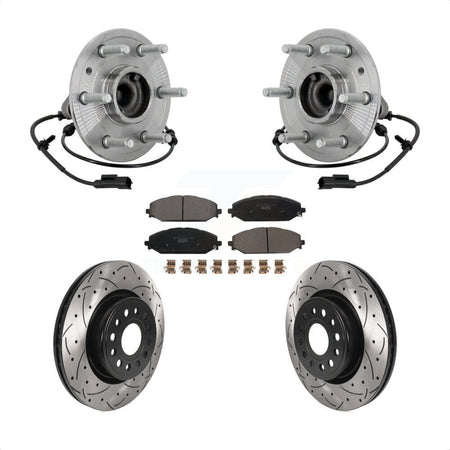 Front Hub Bearing Drill Slot Brake Rotor Pads Kit For Ram 1500 Without 22" Factory Wheels KBB-132898