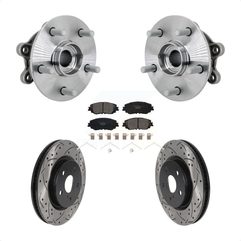 Front Hub Bearing Assembly Coated Drilled Slotted Brake Rotor And Pad Kit For Toyota RAV4 KBB-132900