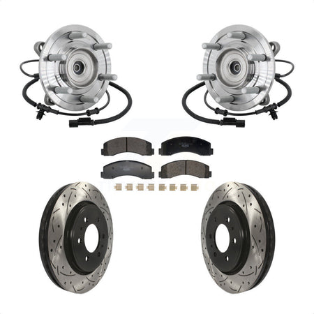 Front Hub Bearing Assembly Drill Slot Brake Rotor Pad Kit For 2018-2020 Ford F-150 Raptor KBB-132902