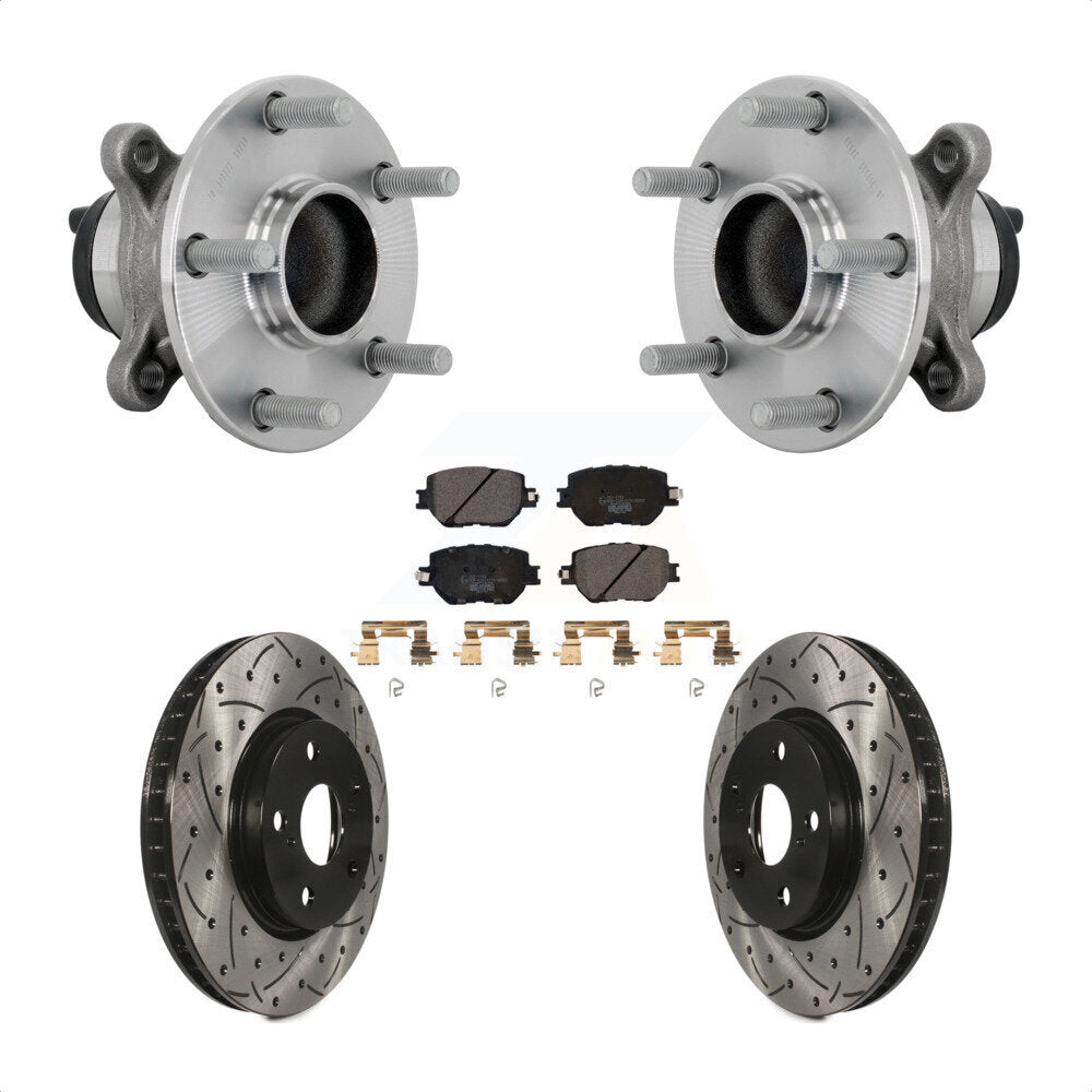 Front Hub Bearing Drill Slot Brake Rotor Pads Kit For Lexus IS250 Without F Sport Package KBB-132903