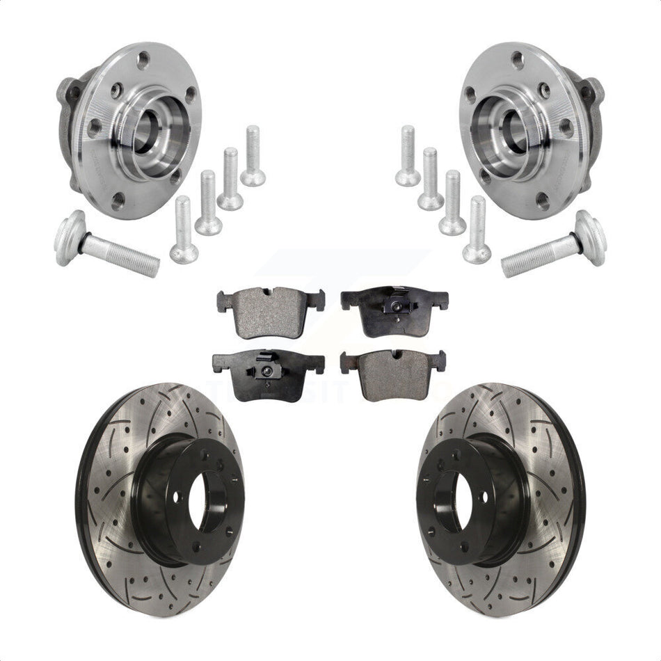 Front Hub Bearing Drill Slot Brake Rotor Pad Kit For BMW 330i xDrive 230i 430i Gran Coupe KBB-132905