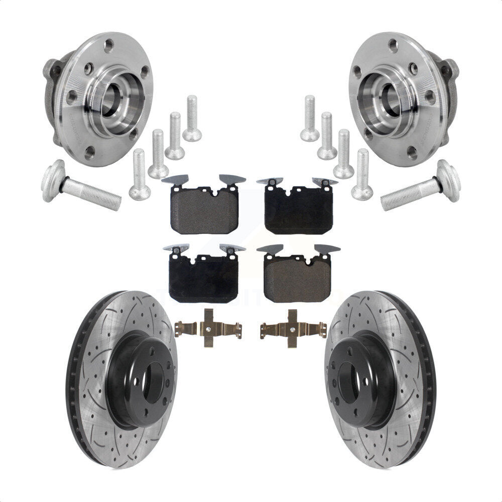 Front Hub Bearing Drill Slot Brake Rotor Pad Kit For BMW 330i xDrive 440i Gran Coupe 320i KBB-132906