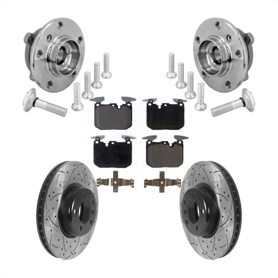 Front Hub Bearing Drill Slot Brake Rotor Pad Kit For BMW 330i xDrive 440i Gran Coupe 320i KBB-132906