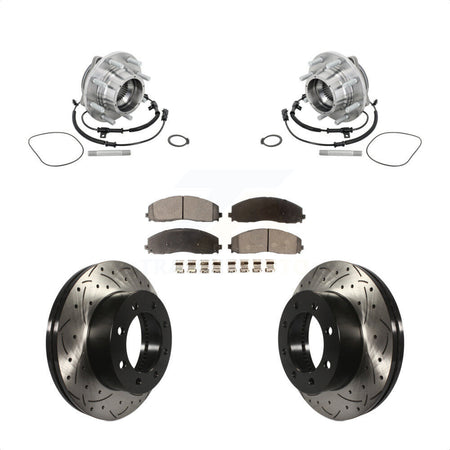 Front Hub Bearing Assembly Coat Drill Slot Brake Rotor Pads Kit For Ford F-450 Super Duty KBB-132909