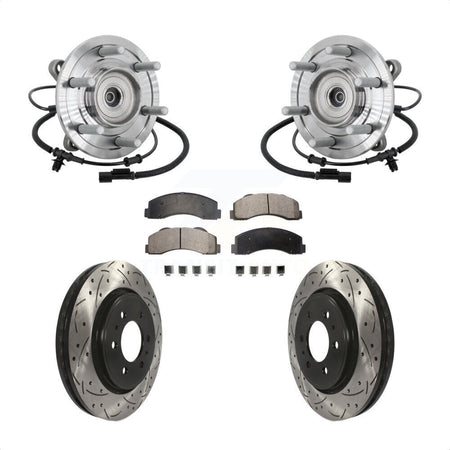 Front Hub Bearing Coat Drill Slot Brake Rotor Pad Kit For 2017 Ford F-150 Raptor with 4WD KBB-132911