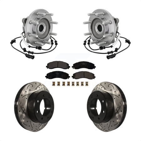 Front Hub Bearing Assembly Coated Drilled Slotted Brake Rotor & Pad Kit For Ram 2500 3500 KBB-132912