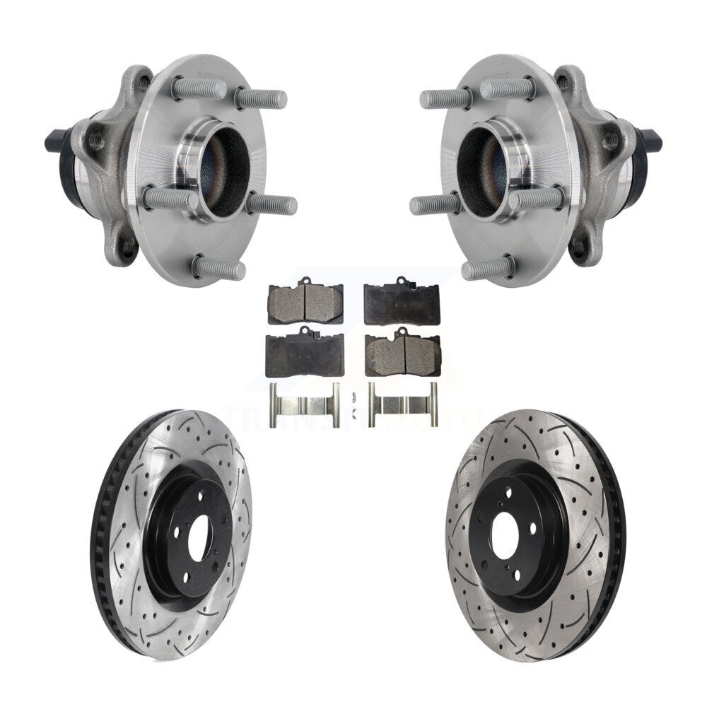 Front Hub Bearing Drill Slot Brake Rotor Pad Kit For Lexus GS350 RC300 RC350 GS450h GS300 KBB-132913