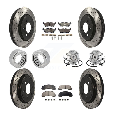 Front Rear Hub Bearings Coated Disc Brake Rotors And Pads Shoes Kit (10Pc) For Ford F-150 KBB-132916