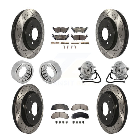 Front Rear Hub Bearing Coat Brake Rotor Pads Shoe Kit (10Pc) For 2015-2017 Ford F-150 RWD KBB-132918