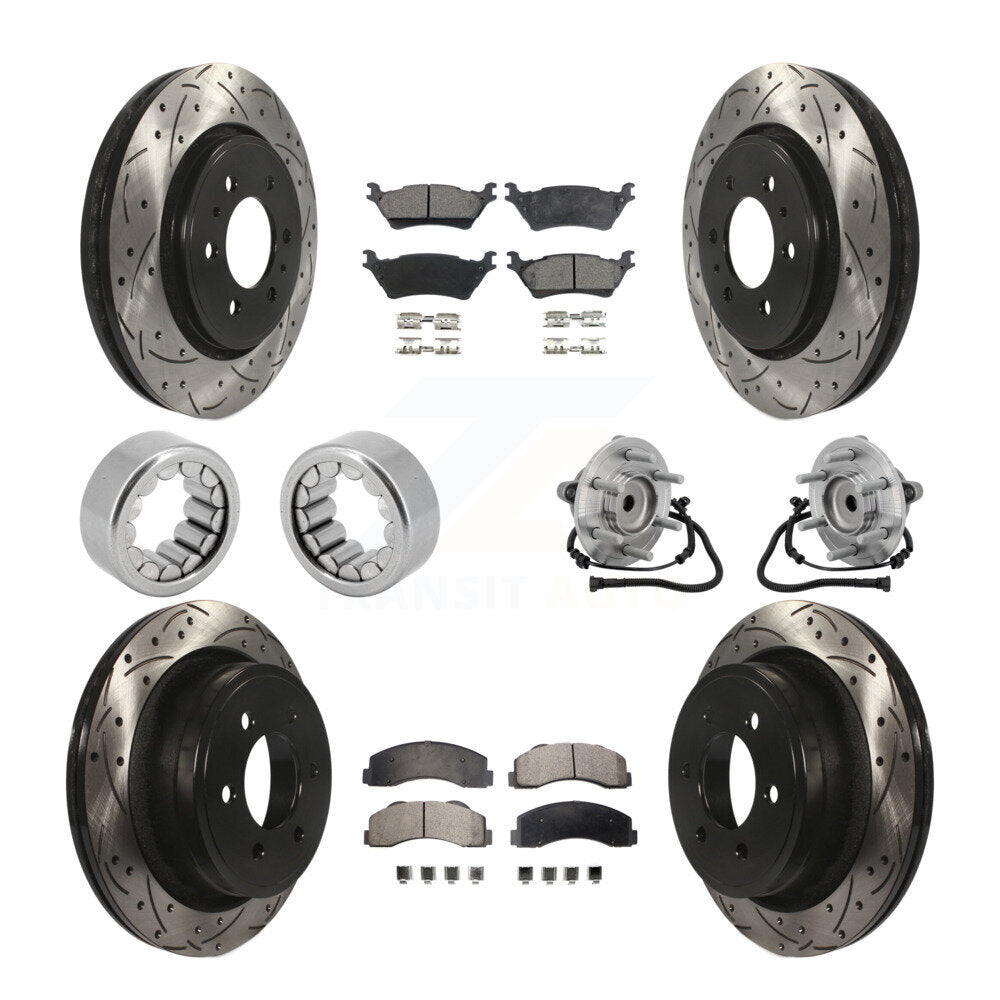 Front Rear Hub Bearing Coat Brake Rotor Pads Shoe Kit (10Pc) For 2015-2017 Ford F-150 RWD KBB-132919
