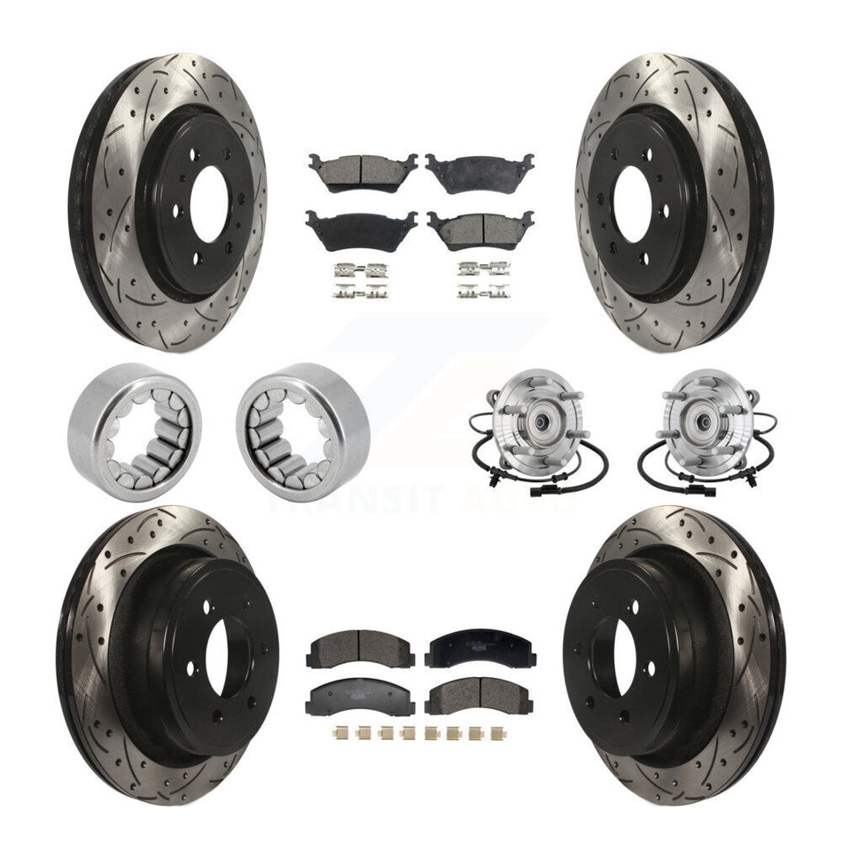 Front Rear Hub Bearing Coated Brake Rotor Pad Shoe Kit (10Pc) For 18-20 Ford F-150 Raptor KBB-132921